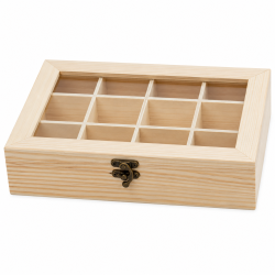 Дървена кутия с 12 разделения | За декупаж и декорация